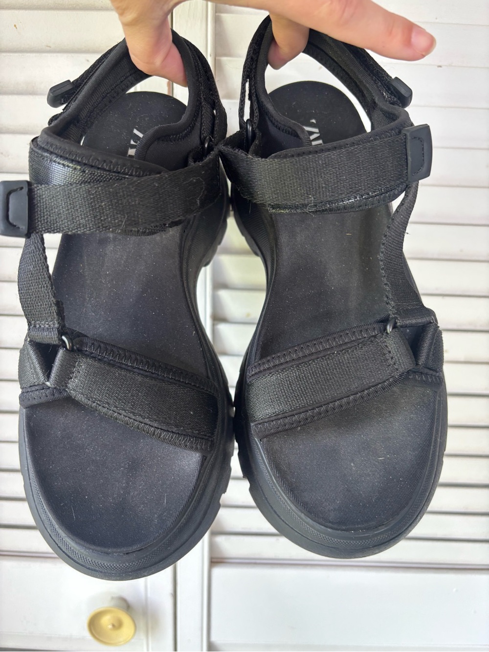Zara Black Chunky Strappy Platform Sandal Sandal EU 38 - Picture 7 of 9